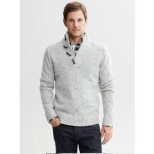Banana Republic Italian Yarn Wool Thick Blend Toggle Gray Sweater Size S…‎